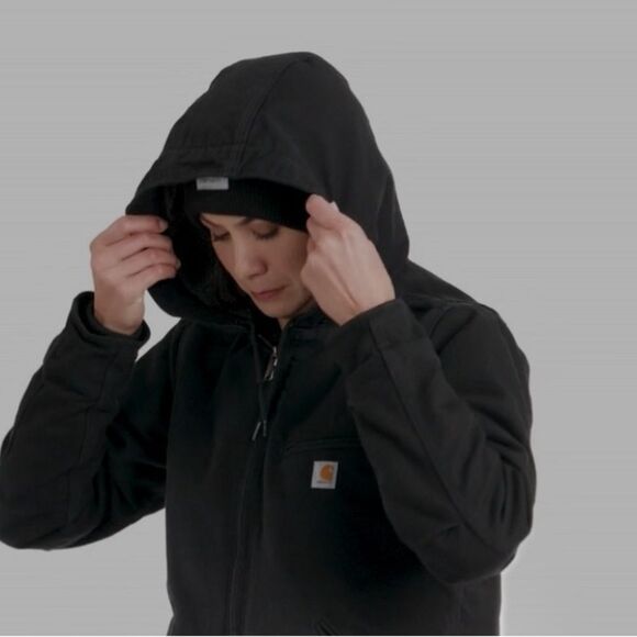 HP! Carharrt Womens Washed Duck Sherpa Lined Jacket Loose Fit Warmest - Picture 4 of 16